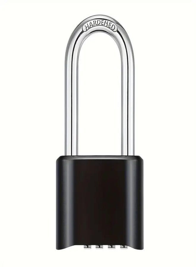 Jukusa Heavy Duty 4-Digit Combination Steel Padlock | Resettable Code Lock with 10,000 Combinations & 8mm Hardened Steel Shackle | High Security Metal Padlock for Gym, Locker, Gate & Travel (Black) - Image 1
